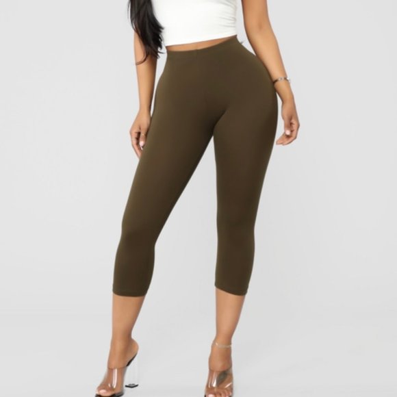 READY FOR WHATEVER OLIVE CROPPED LEGGINGS - Picture 1 of 3